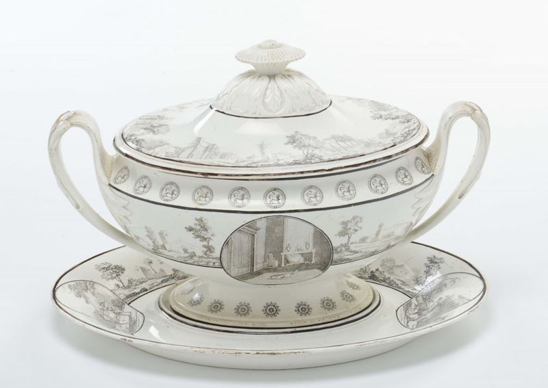 Zuppiera biansata in terraglia, XIX secolo  - Asta Antiquariato - Cambi Casa d'Aste