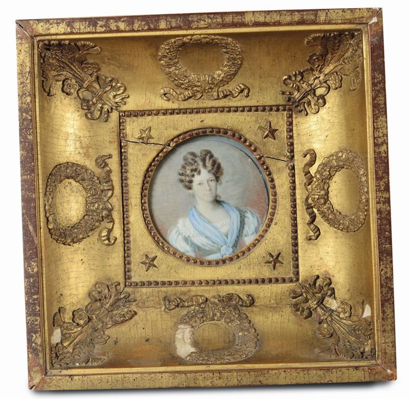 Miniatura su avorio raffigurante dama, XIX secolo  - Auction Fine Art - Cambi Casa d'Aste