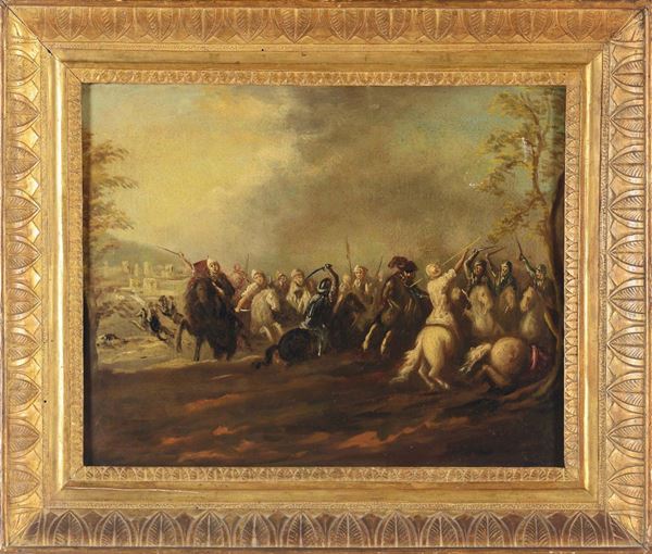 Scuola dell’inizio XIX secolo Battaglia con cavalieri