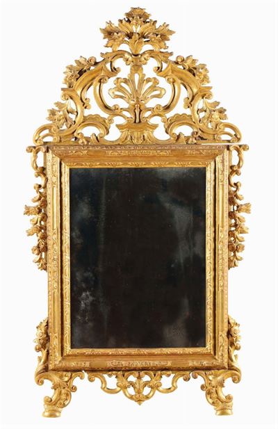 Specchiera Luigi XIV Intagliata e Dorata, Piemonte XVIII Secolo