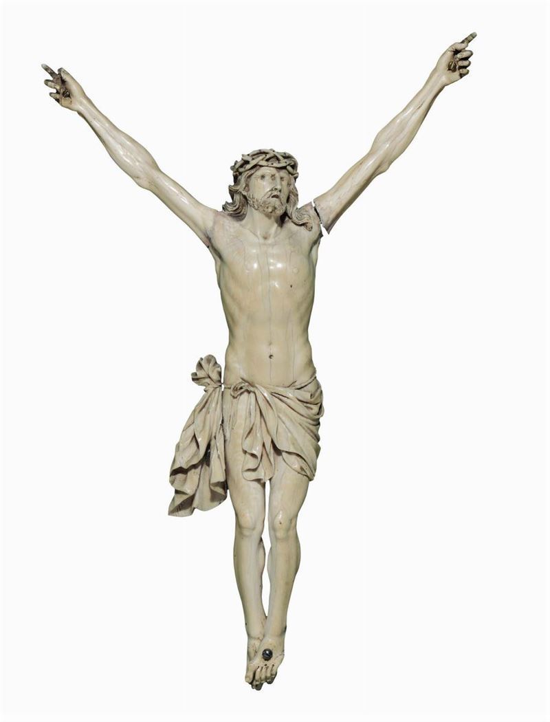 Corpus Christi in avorio scolpito, scultore barocco spagnolo del XVII secolo  - Asta Scultura e Oggetti d'Arte - Cambi Casa d'Aste