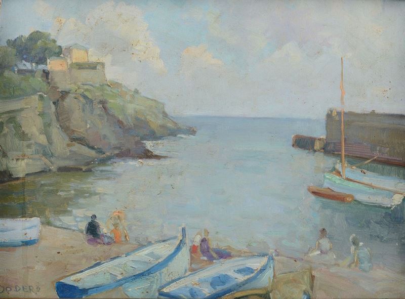 Pietro Dodero (1882-1967) Porticciolo di Nervi  - Auction 19th and 20th Century Paintings - Cambi Casa d'Aste