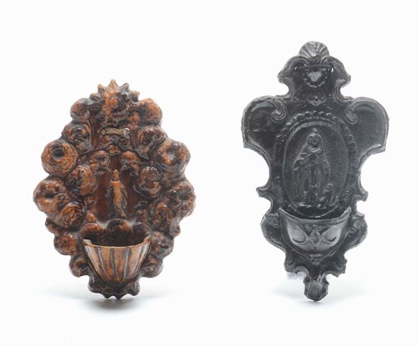 Quattro acquasantiere in terraglia, Savona XVIII-XIX secolo