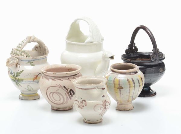 Sei pezzi in ceramica popolare Albisola