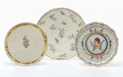 Tre Alzatine in Maiolica Policroma, XIX Secolo