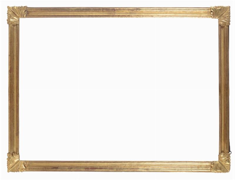 Grande cornice a fascia mossa intagliata ed interamente dorata, fine XVIII secolo  - Auction Fine Old Frames - Cambi Casa d'Aste
