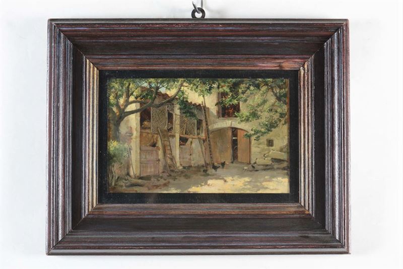 Scuola Italiana inizio del XX secolo Paesaggio con stalla  - Auction Fine Art - Cambi Casa d'Aste
