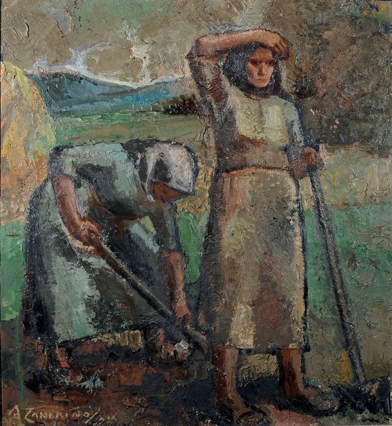 Adelina Zandrino (1893-1994) Contadine nei campi  - Auction 19th and 20th Century Paintings - Cambi Casa d'Aste