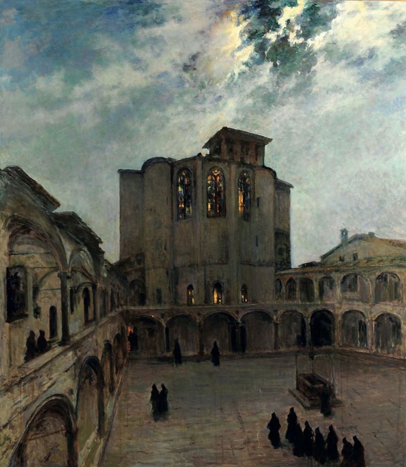 Antonio Discovolo (1876-1956) Veduta di Assisi, 1955  - Asta Dipinti del XIX e XX secolo - Cambi Casa d'Aste