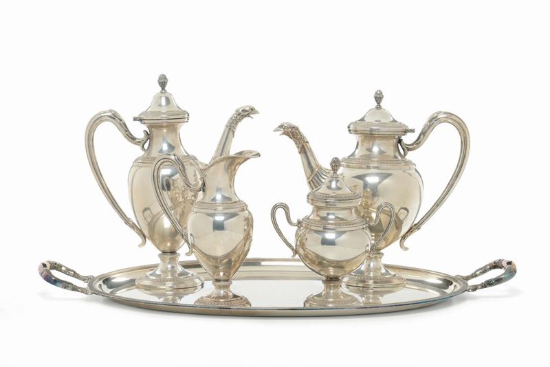 Servizio da tè e caffè in argento, XX secolo  - Asta Antiquariato - Cambi Casa d'Aste