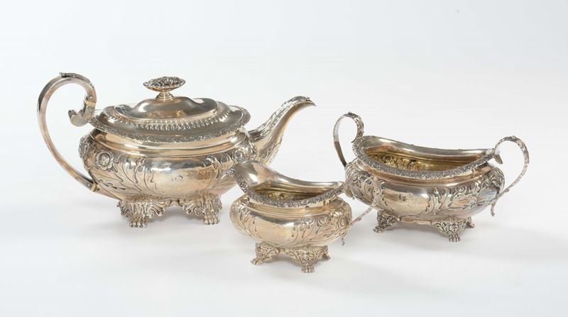 Servizio da tè in argento, XX secolo  - Asta Antiquariato - Cambi Casa d'Aste