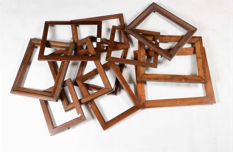 Undici cornici in legno a fascia piatta, XIX-XX secolo  - Auction Fine Old Frames - Cambi Casa d'Aste