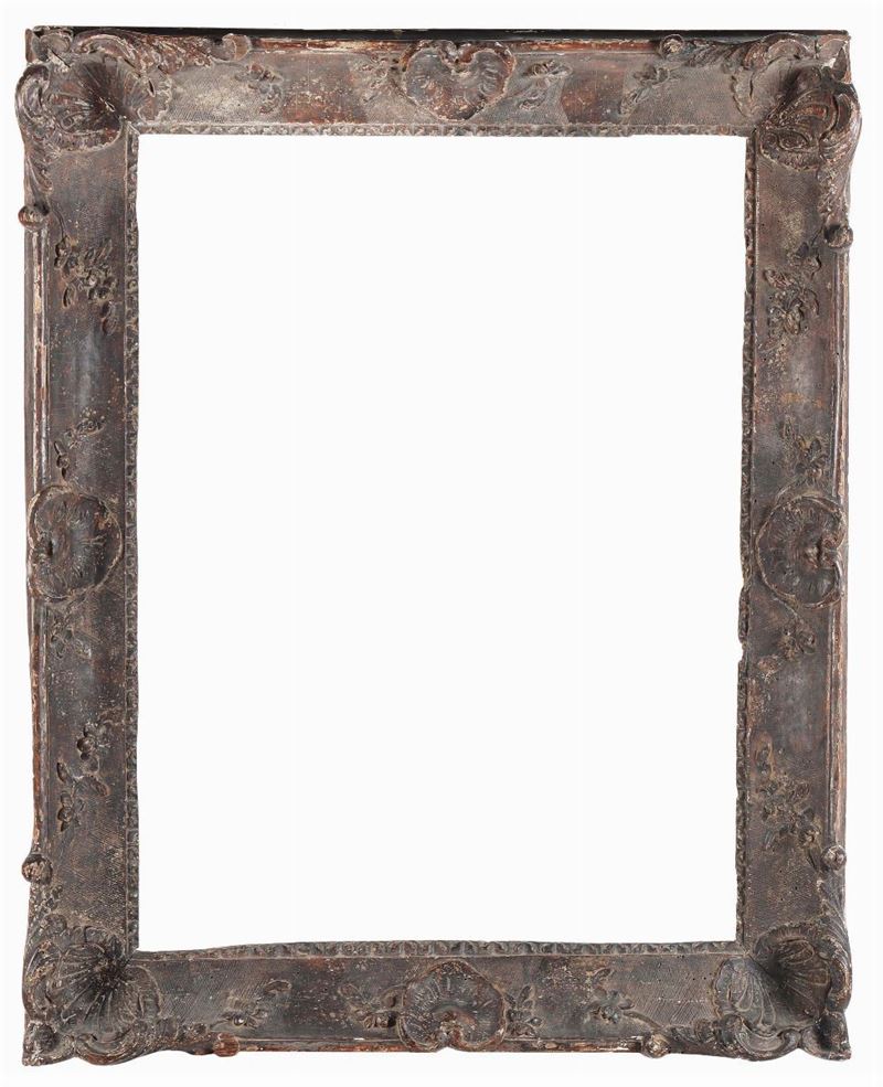 Cornice in legno intagliato, bulinato ed argentato, XVIII-XIX secolo  - Auction Fine Old Frames - Cambi Casa d'Aste