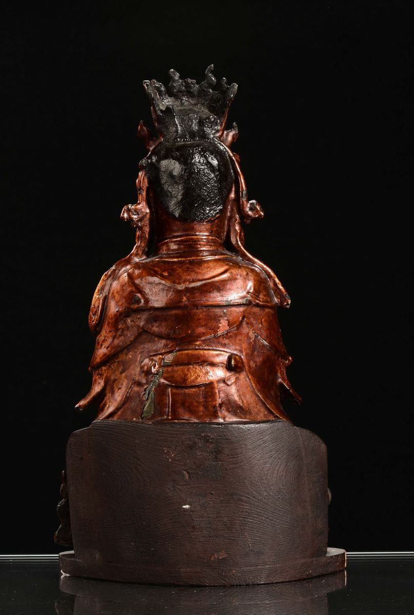 Figura in Bronzo Raffigurante Guanyin con Bambino, Cina, Dinastia Ming, XVII Secolo