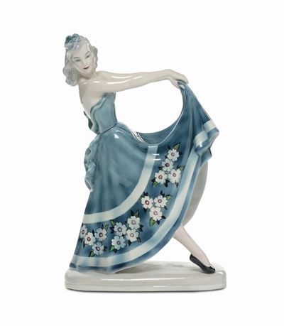 Goldscheider, Ballerina, terraglia policroma sotto vernice (Vienna), 1930 ca.