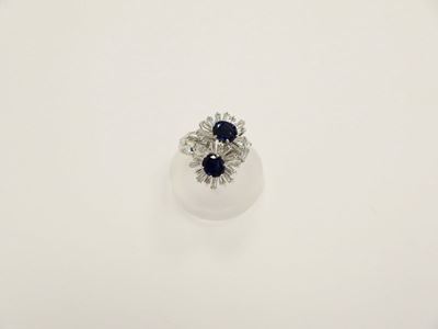 Anello con Diamanti Taglio Tepper e Zaffiri