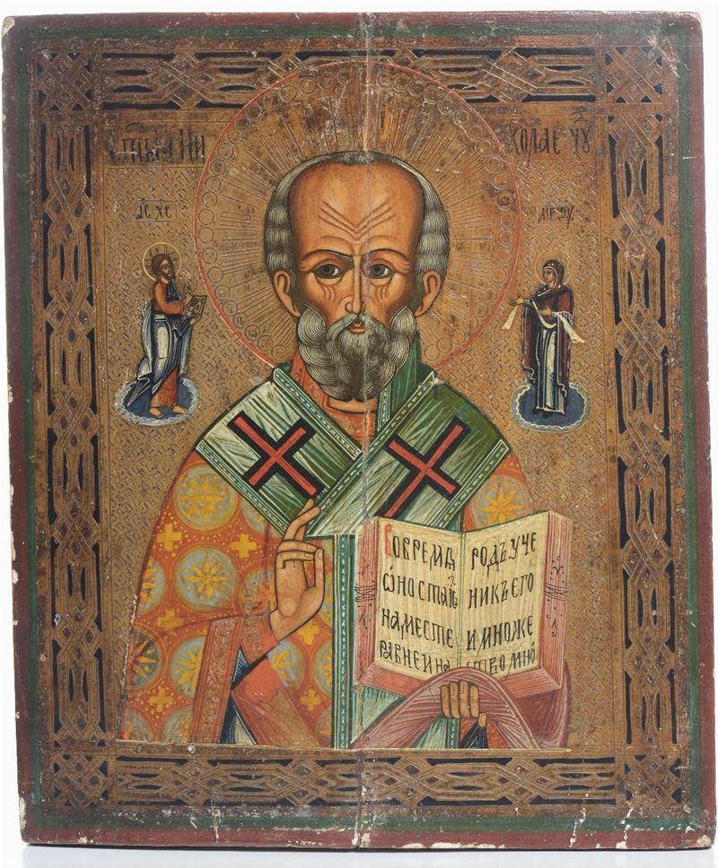 Icona raffigurante San Nicola, XIX secolo  - Auction Fine Art - Cambi Casa d'Aste