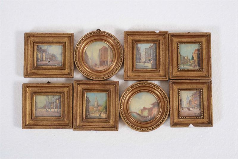 Lotto di otto miniature diverse, XIX-XX secolo  - Asta Antiquariato - Cambi Casa d'Aste