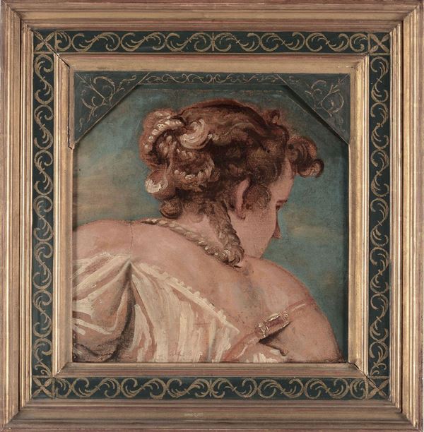 Scuola italiana del XVII secolo, ambito Veronese Ritratto femminile di schiena