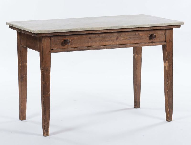 Tavolo rustico con piano in marmo  - Auction Fine Art - Cambi Casa d'Aste