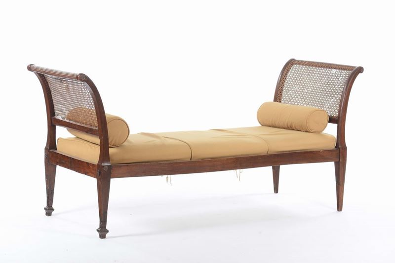 Dormeuse in legno e cannetè, XIX secolo  - Auction Fine Art - Cambi Casa d'Aste