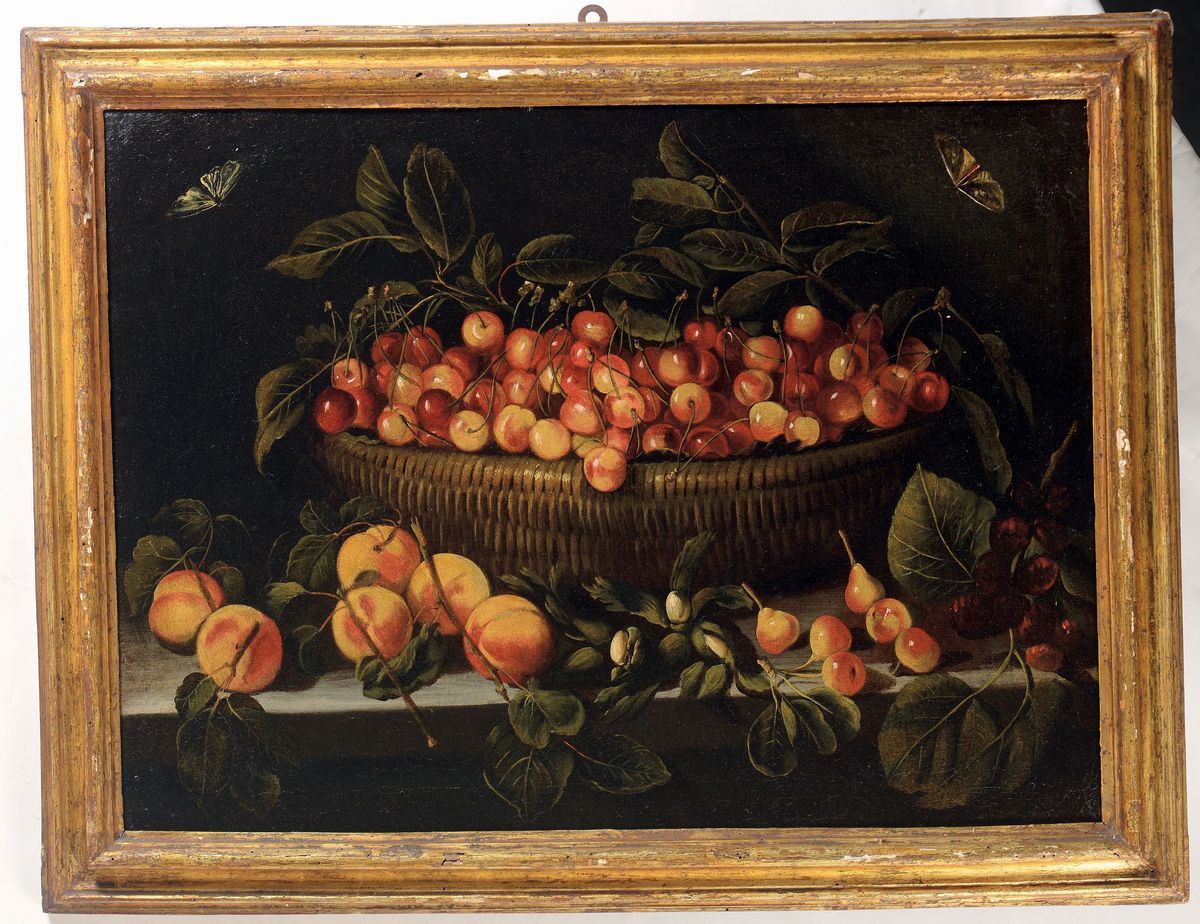 Pietro Paolo Bonzi (cortona 1576 - Roma 1636)natura Morta con Ciliegie Natura Morta con Carciofi