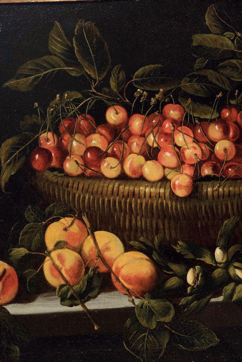 Pietro Paolo Bonzi (cortona 1576 - Roma 1636)natura Morta con Ciliegie Natura Morta con Carciofi