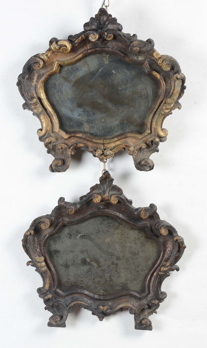 Coppia di cornici da cartagloria in legno intagliato e dorato, XIX secolo  - Asta Antiquariato - Cambi Casa d'Aste
