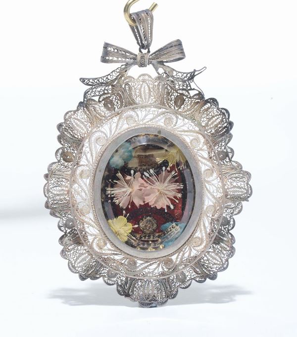 Reliquiario in filigrana d'argento XIX secolo