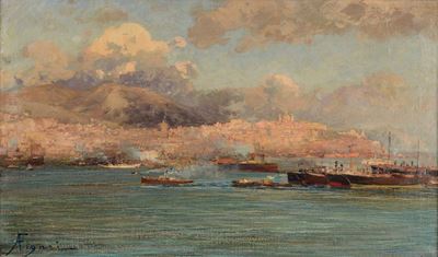 Andrea Figari (1858-1945)veduta del Porto di Genova