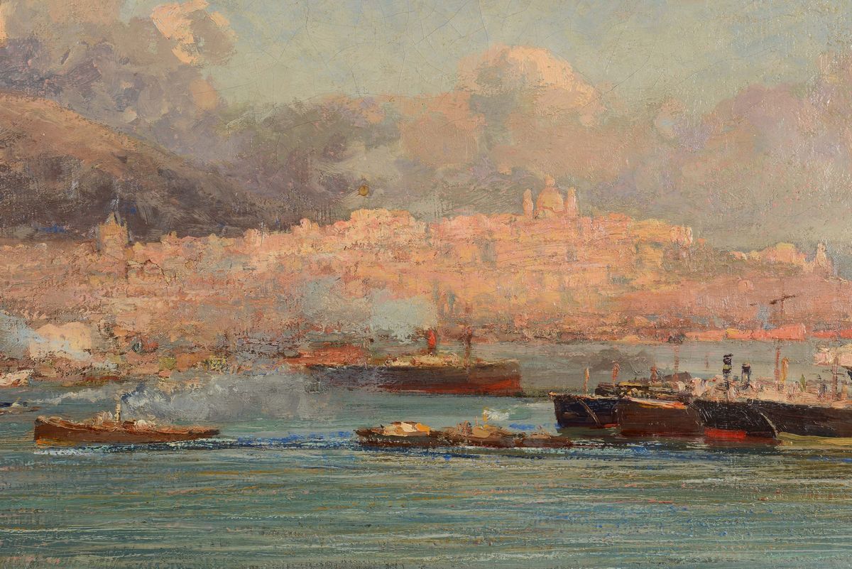 Andrea Figari (1858-1945)veduta del Porto di Genova