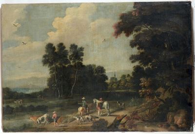 Cornelio De Wael (1592-1667)coppia di Paesaggi con Figure