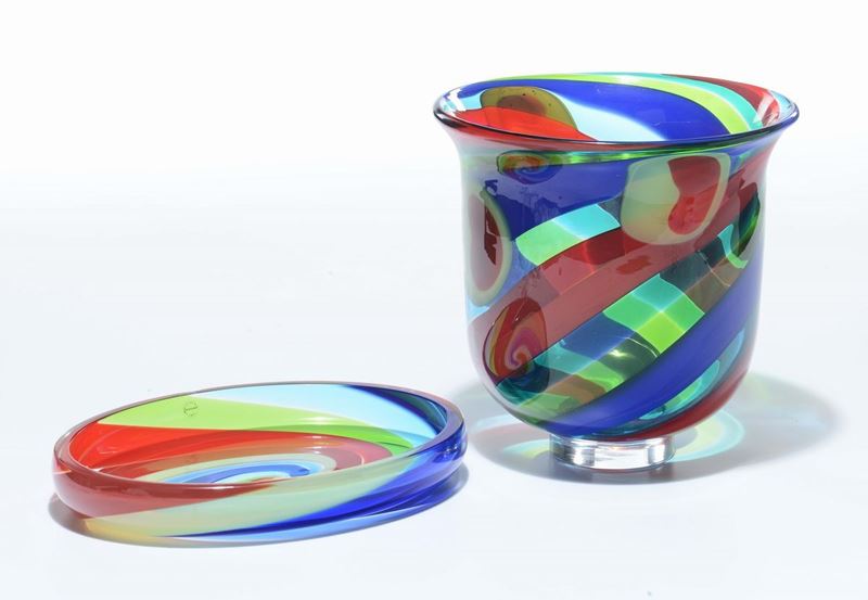 Vaso e piatto in vetro, Salviati XX secolo  - Asta Antiquariato - Cambi Casa d'Aste