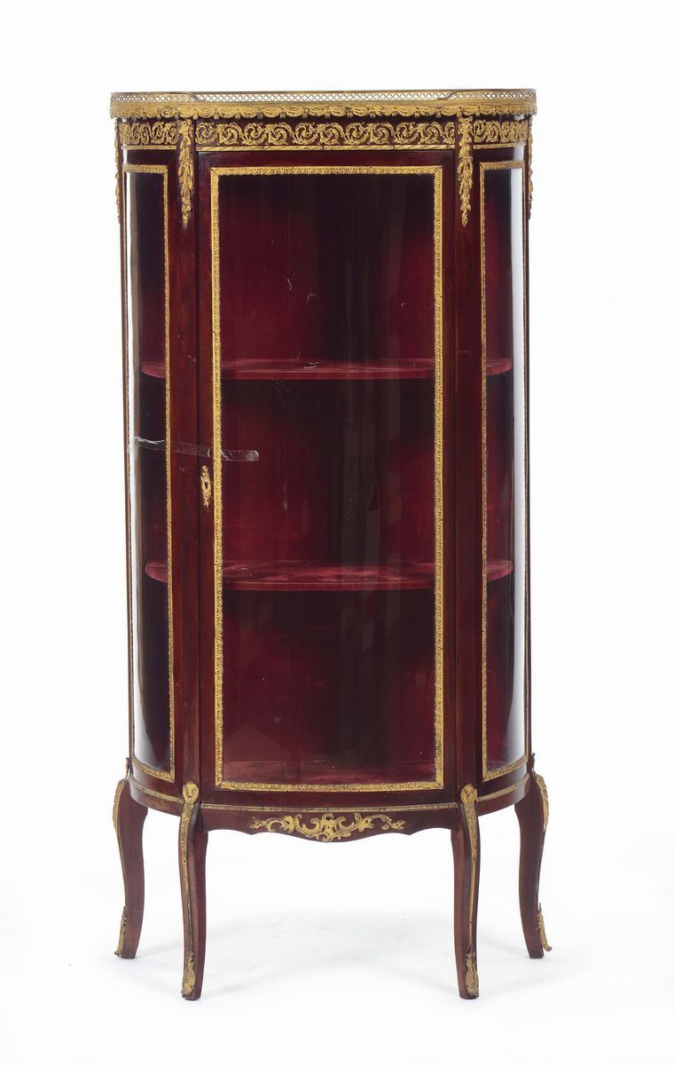 Vetrinetta ad un'anta in legno con rifiniture in ottone, XIX secolo  - Asta Antiquariato - Cambi Casa d'Aste