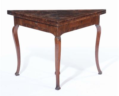 Tavolino da Gioco in Legno Lastronato con Piano a Libro, XIX Secolo