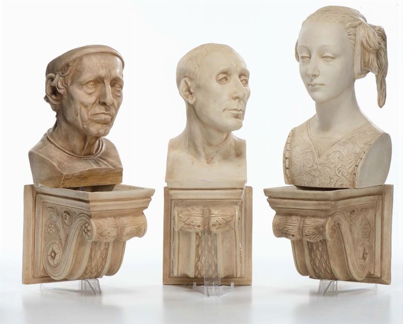 Tre busti in terracotta di Signa, XX secolo  - Asta Asta a Tempo Antiquariato - Cambi Casa d'Aste