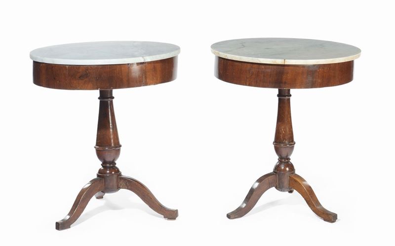 Coppia di tavolini circolari in stile Impero, inizio XIX secolo  - Asta Antiquariato - Cambi Casa d'Aste