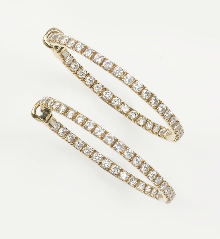 A pair of diamond and gold earrings  - Auction Fine Art - Cambi Casa d'Aste
