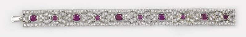 A ruby and diamond bracelet. The ruby is heated  - Auction Fine Art - Cambi Casa d'Aste