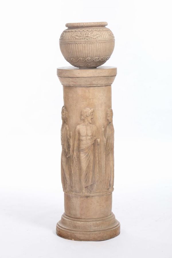 Colonna e bacile in terracotta, manifattura di Signa