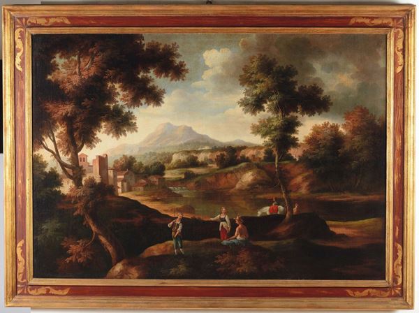 Scuola del XVIII secolo Paesaggio con figure