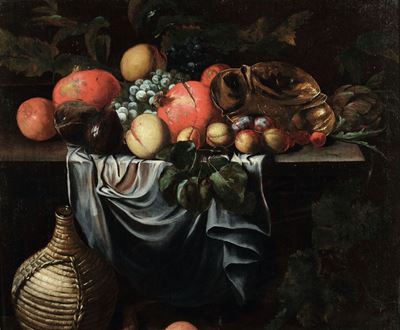 Scuola Romana del XVII Secolonatura Morta con Frutta Natura Morta con Frutta