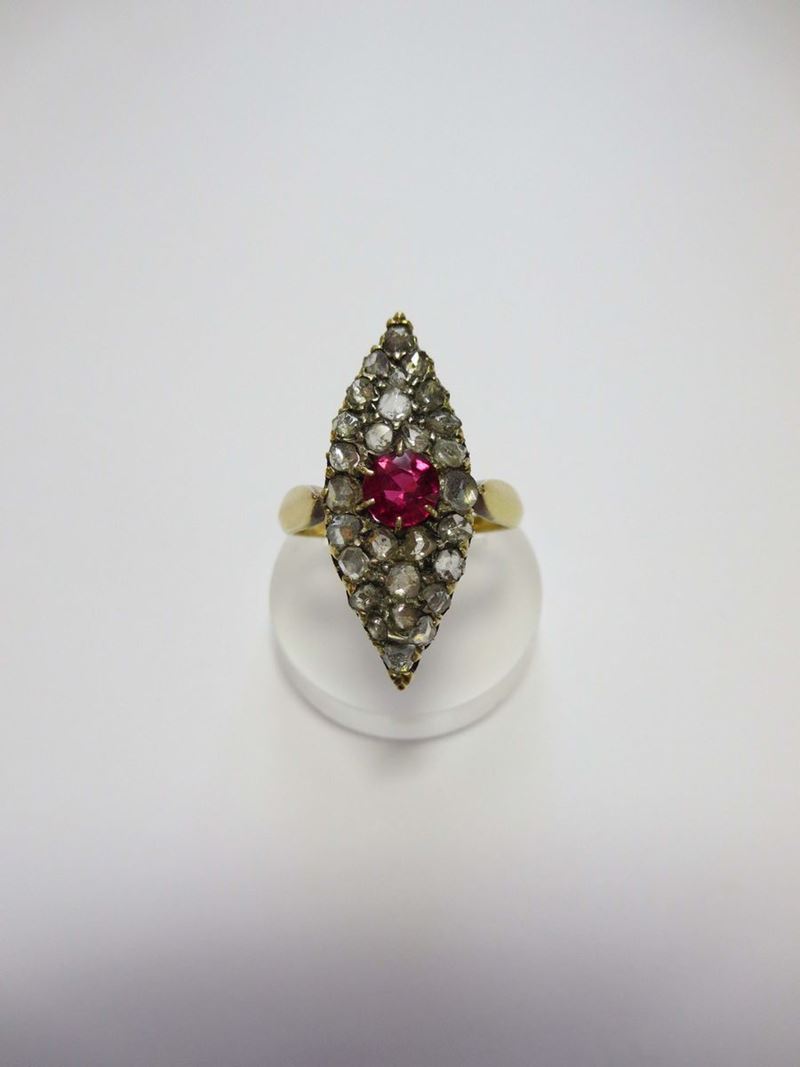 An old cut diamond and ruby ring  - Auction Fine Art - Cambi Casa d'Aste