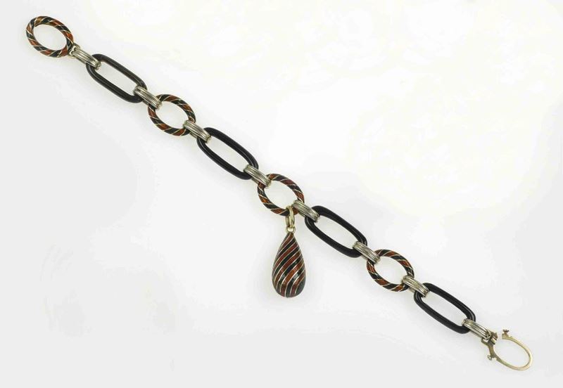 An enamel and onix bracelet  - Auction Fine Art - Cambi Casa d'Aste