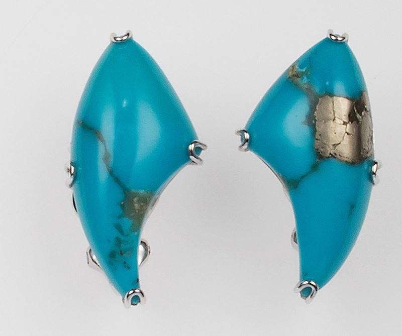 Pair of tourquoise and gold earrings. Repossi  - Auction Fine Jewels - II - Cambi Casa d'Aste