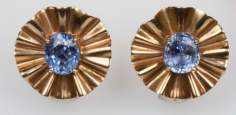 Pair of sapphire earrings  - Auction Fine Jewels - II - Cambi Casa d'Aste