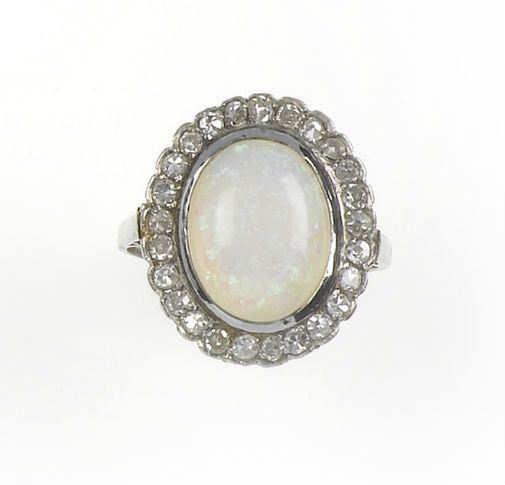 An opal and diamond cluster ring  - Auction Fine Art - Cambi Casa d'Aste