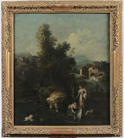 Giuseppe Zais (forno di Canale 1709 - Treviso 1784)paesaggi con Figure e Animali