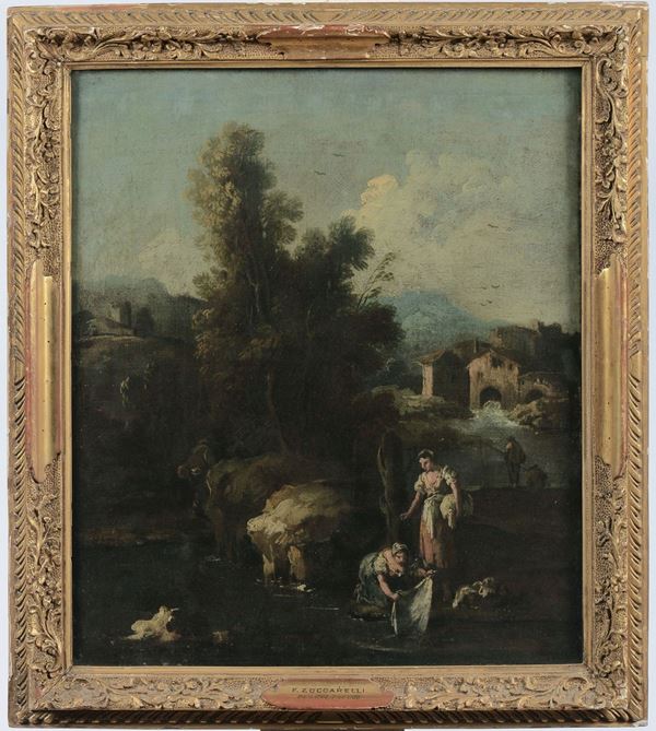 Giuseppe Zais (Forno di Canale 1709 - Treviso 1784) Paesaggi con figure e animali