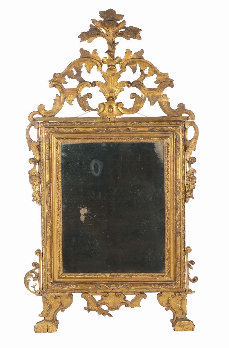 Specchiera in legno intagliato ed interamente dorato, XIX secolo  - Auction Fine Old Frames - Cambi Casa d'Aste